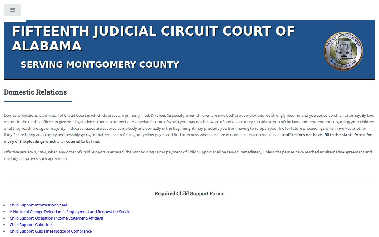 Montgomery County civil docket Domestic Relations division
