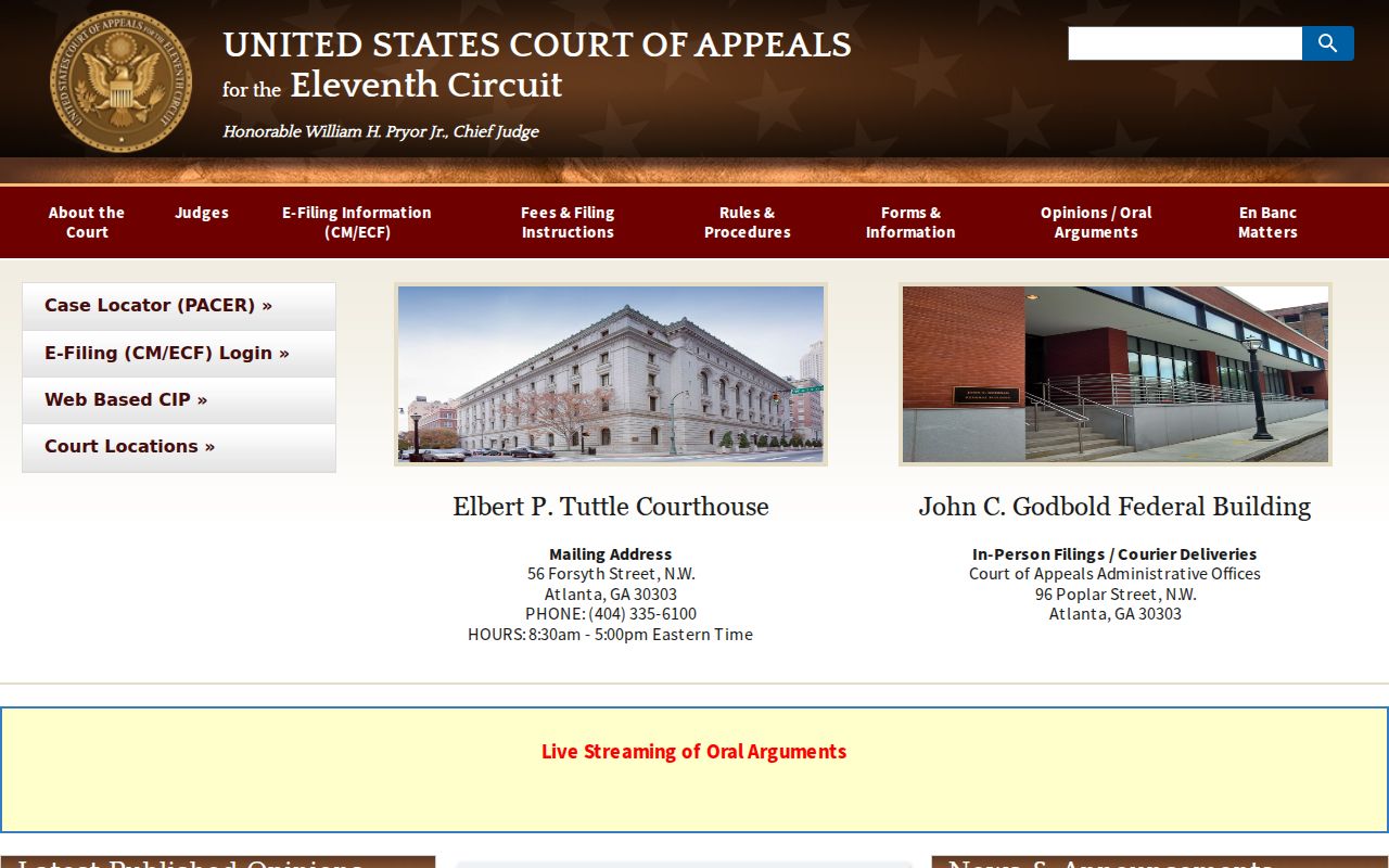 Eleventh Circuit Court of Appeals federal docket source for Montgomery County