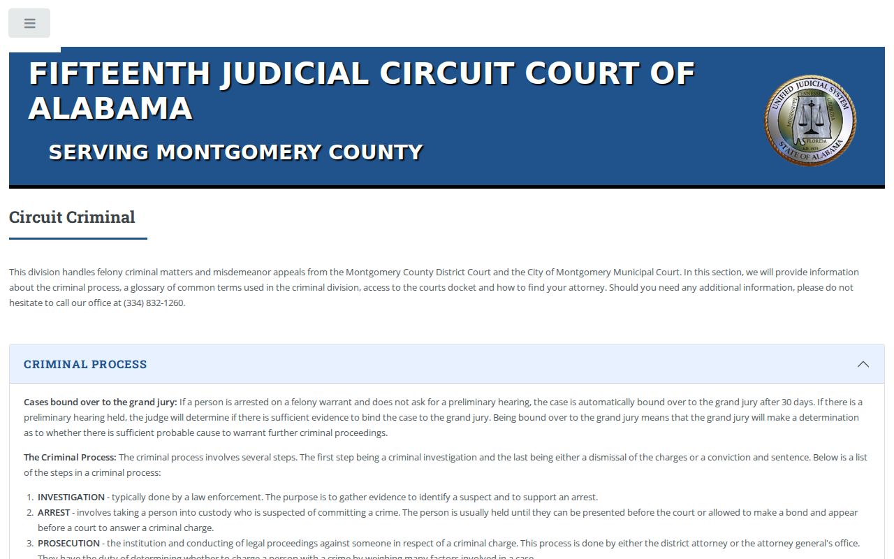 Montgomery County Circuit Criminal docket division