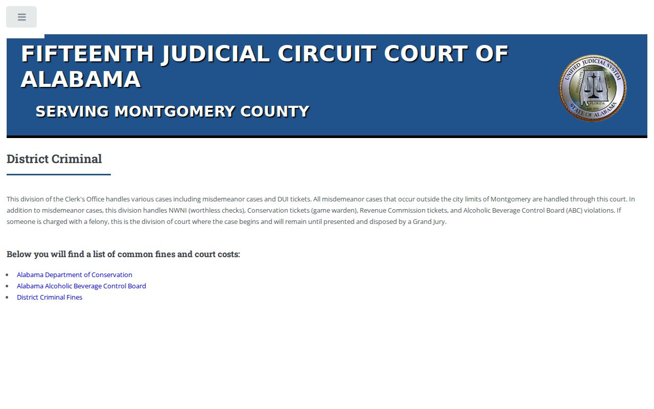 Montgomery County criminal docket District Criminal division